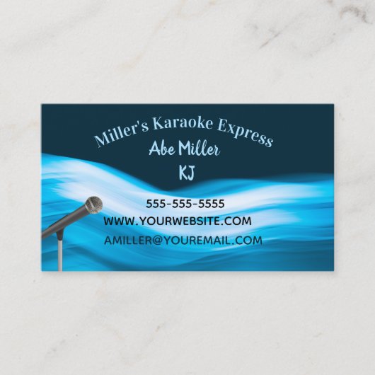Editable Karaoke Jockey Microphone Visitekaartje (Voorkant)
