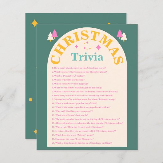 Editable, kersttrivia, Vakantiekaart (Voorkant / Achterkant)