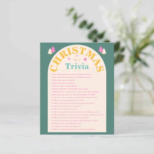 Editable, kersttrivia, Vakantiekaart (Staand voorkant)