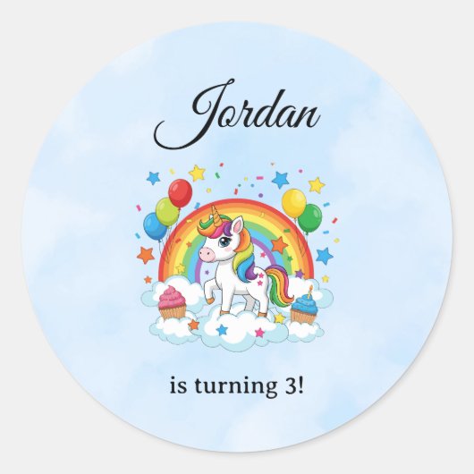 Editable Kids Birthday Sticker Cute Party Design (Voorkant)