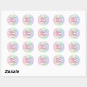 Editable Kids Birthday Sticker Cute Unicorn Party (Vel)