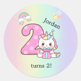Editable Kids Birthday Sticker Cute Unicorn Party