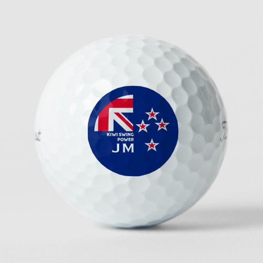 Editable Kiwi New Zealander Golfing Golfballen (Voorkant)