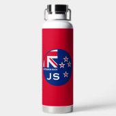 Editable Kiwi New Zealander Golfing Waterfles (Achterkant)