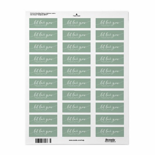 Editable Kleur Ontspan Script Laat Liefde Groeien Etiket (Full Sheet)