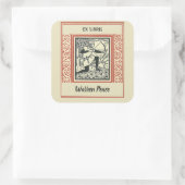 Editable Kneeling Archer Bookplate Vierkante Sticker (Tas)