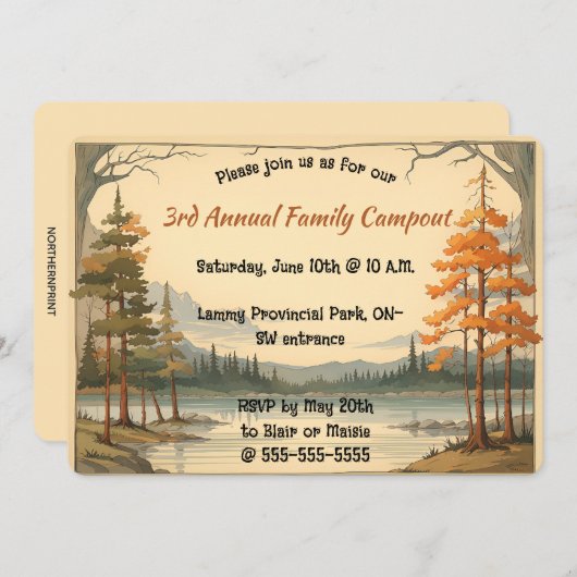 Editable Landscape Lake and Trees Kaart (Voorkant / Achterkant)