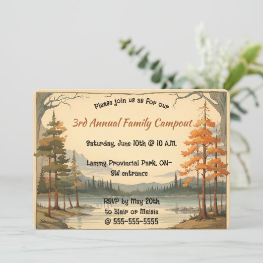 Editable Landscape Lake and Trees Kaart (Staand voorkant)