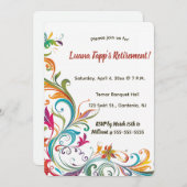 Editable Leaves and Swirls Kaart (Voorkant / Achterkant)