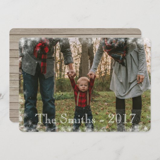 Editable Let it Snow Snowflake Holiday-fotokaart Feestdagenkaart (Voorkant / Achterkant)