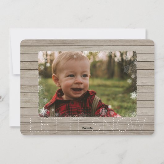 Editable Let it Snow Snowflake Holiday-fotokaart Feestdagenkaart (Achterkant)