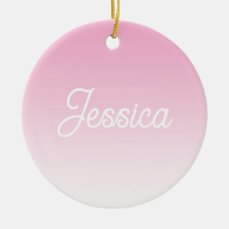 (Editable) Light Pink Color Ombre & Your Text Keramisch Ornament