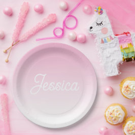 (Editable) Light Pink Color Ombre & Your Text Papieren Bordje