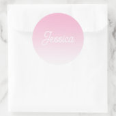 (Editable) Light Pink Color Ombre & Your Text Ronde Sticker (Tas)