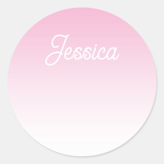 (Editable) Light Pink Color Ombre & Your Text Ronde Sticker (Voorkant)