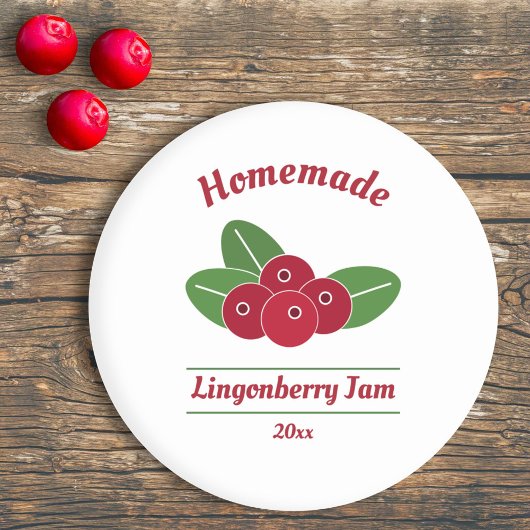 Editable Lingonberry Jam Label Sticker