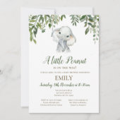 Editable Little Peanut Elephant Invitation, Baby Kaart (Voorkant)
