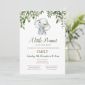 Editable Little Peanut Elephant Invitation, Baby Kaart (Staand voorkant)