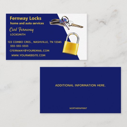 Editable Locksmith Visitekaartje (Voorkant / Achterkant)