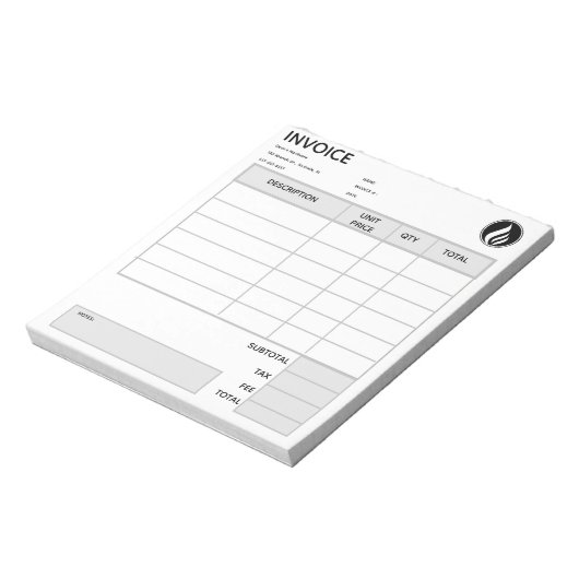 Editable Logo Invoice Notitieblok (Linkerzijde)