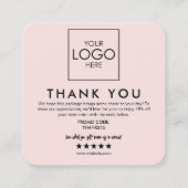 Editable Logo Pink Thank You Package Informatiekaartje (Achterkant)