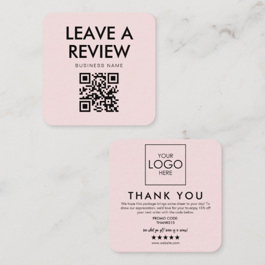 Editable Logo Pink Thank You Package Informatiekaartje (Voorkant / Achterkant)