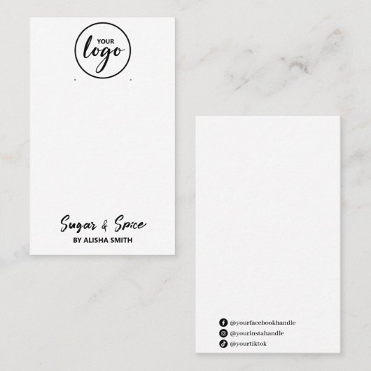 Editable Logo White Kaarten Verpakking bewerken Visitekaartje (Voorkant / Achterkant)