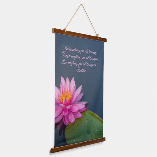 Editable Lotus rechter niets vergeeft alles Hangend Wandkleed (Gebogen)