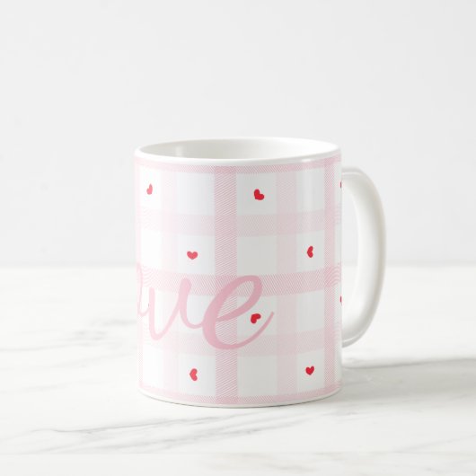 Editable Love Heart Pattern Cute Romantic Seamless Koffiemok (Voorkant rechts)