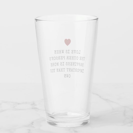 Editable Love Quote Valentine's Glas (Achterkant)