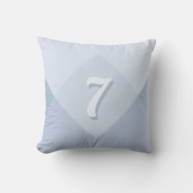Editable Lucky Number Seven op Silver Blue Shades Kussen (Voorkant)