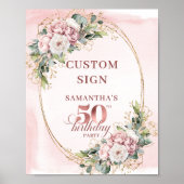 Editable Luxury Rose Gold 50th Birthday Tabletop  Poster (Voorkant)