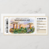 Editable Madagascar Trip Boarding Pass Ticket Kaart (Voorkant / Achterkant)