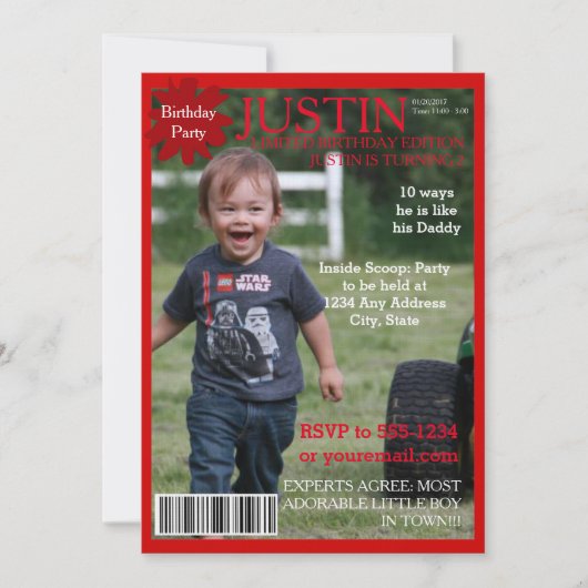 Editable Magazine Hoesje Party Invitation Kaart (Voorkant)