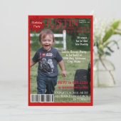 Editable Magazine Hoesje Party Invitation Kaart (Staand voorkant)