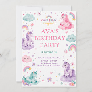Editable Magical Unicorn Birthday Card Kaart