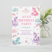 Editable Magical Unicorn Birthday Card Kaart (Staand voorkant)