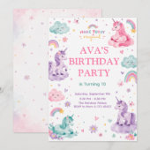 Editable Magical Unicorn Birthday Card Kaart (Voorkant / Achterkant)