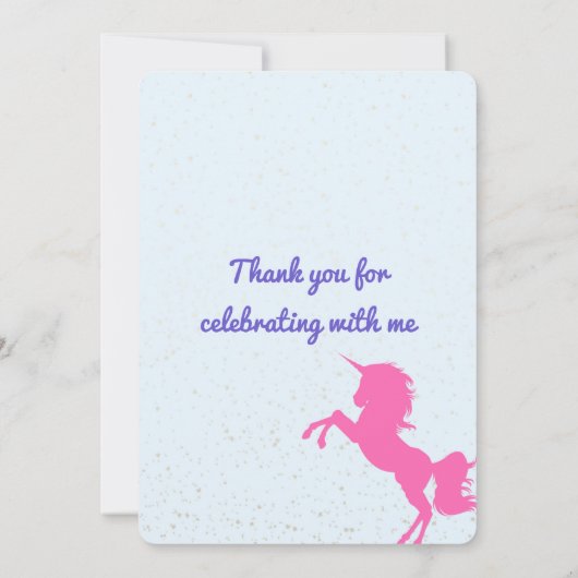 Editable Magical Unicorn Birthday Invitation Kaart (Achterkant)