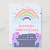Editable Magical Unicorn Birthday Invitation Kaart (Voorkant)