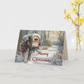 Editable Mailbox on a Winter Rural Road Christmas Kaart (Gele Bloem)