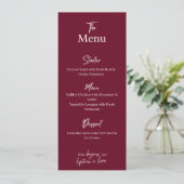 Editable Maroon Wedding Flat Menu Card  (Staand voorkant)