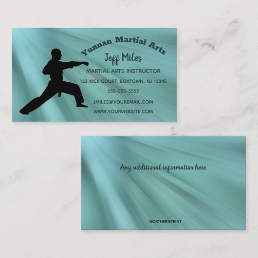Editable Martial Arts Instructor Visitekaartje (Voorkant / Achterkant)