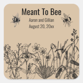 Editable Meant to Bee Honey Wedding Favors Square Vierkante Sticker