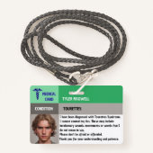 Editable Medical Alert Tourettes Syndroom Badge (Voorkant met draagriem)