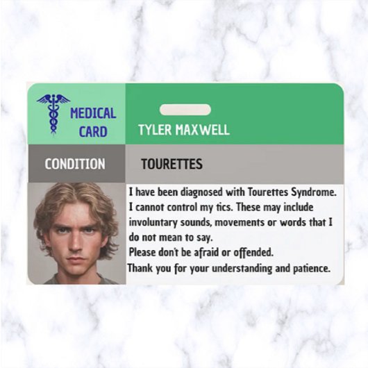 Editable Medical Alert Tourettes Syndroom Badge