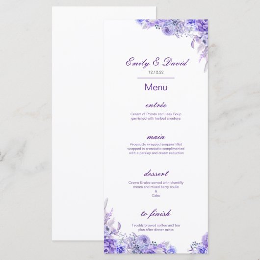 Editable Menu, Wedding Menu, Baby Shower, Bridal   Menu (Voorkant / Achterkant)