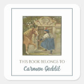 Editable Merchant and its Horse Bookplate Vierkante Sticker (Voorkant)