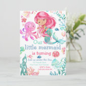 Editable Mermaid Birthday Invitation, Zee Invite Kaart (Staand voorkant)
