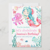 Editable Mermaid Birthday Invitation, Zee Invite Kaart (Achterkant)